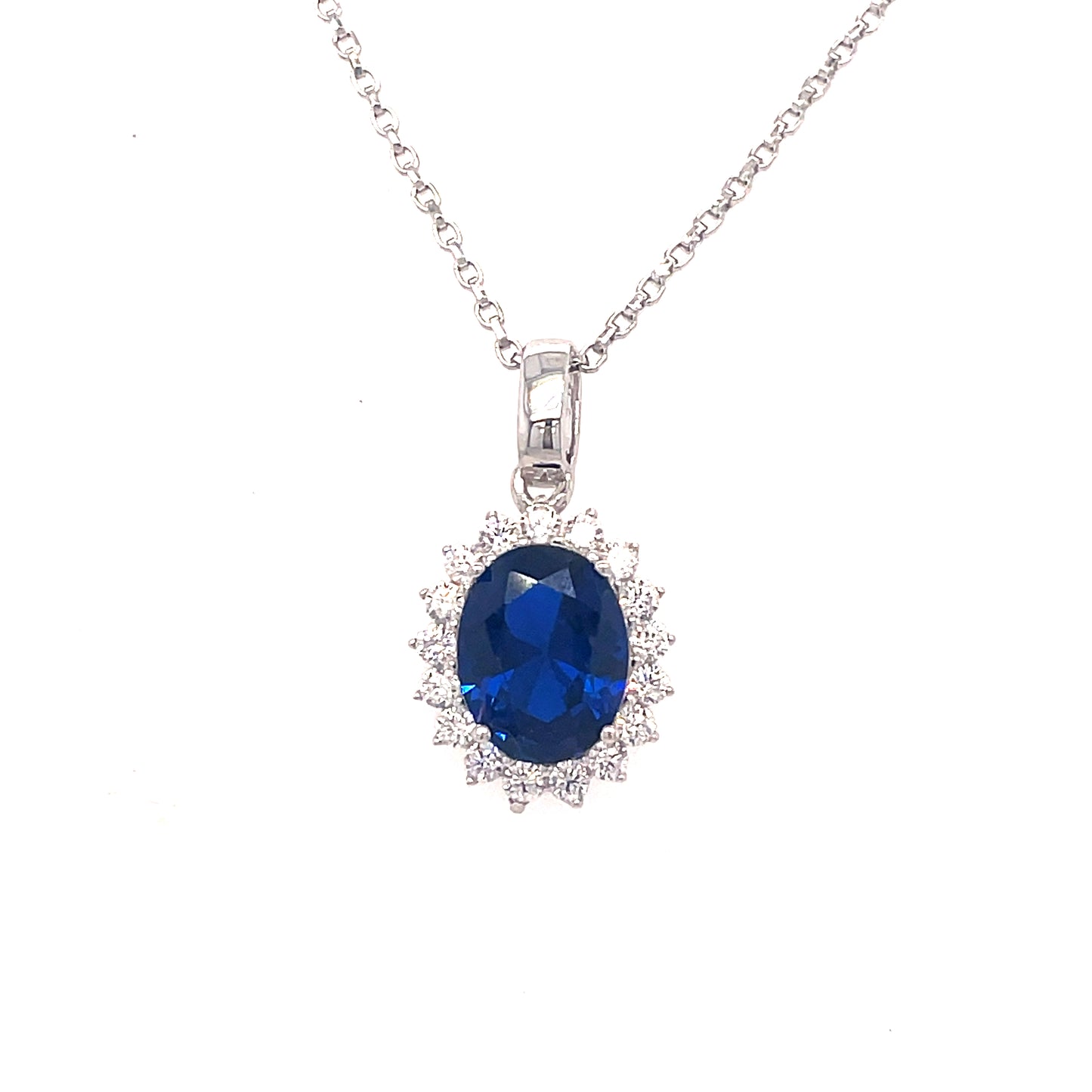 SIL P/DANT OV CZ/BLUE HALO