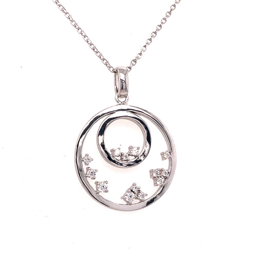 Sterling Silver Open Circle Pendant with CZ Inset
