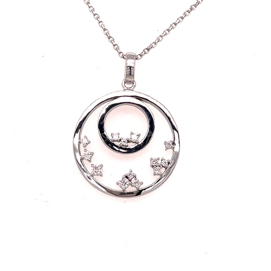 Sterling Silver Open Circle Pendant with CZ Inset