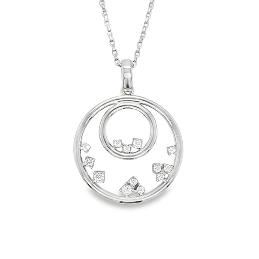 Sterling Silver Open Circle Pendant with CZ Inset