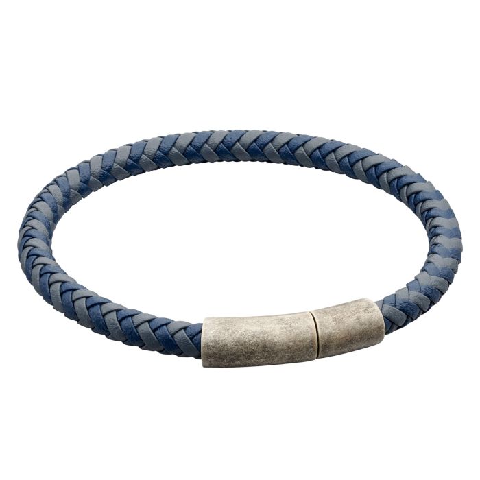 Fred Bennett Blue Leather Plaited Bracelet