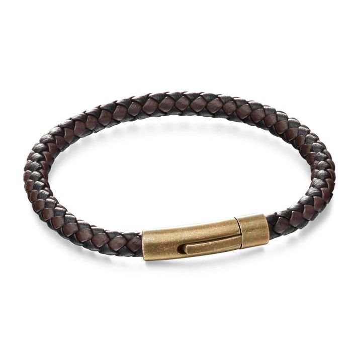 Fred Bennett Black and Brown Plaited Leather Bracelet