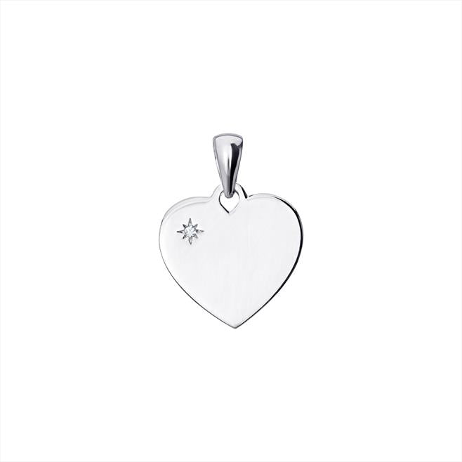 SIL P/DANT CZ HEART DISC 17X13MM