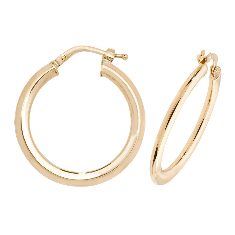 9ct Yellow Gold Rounded Hoop Earrings 26mm