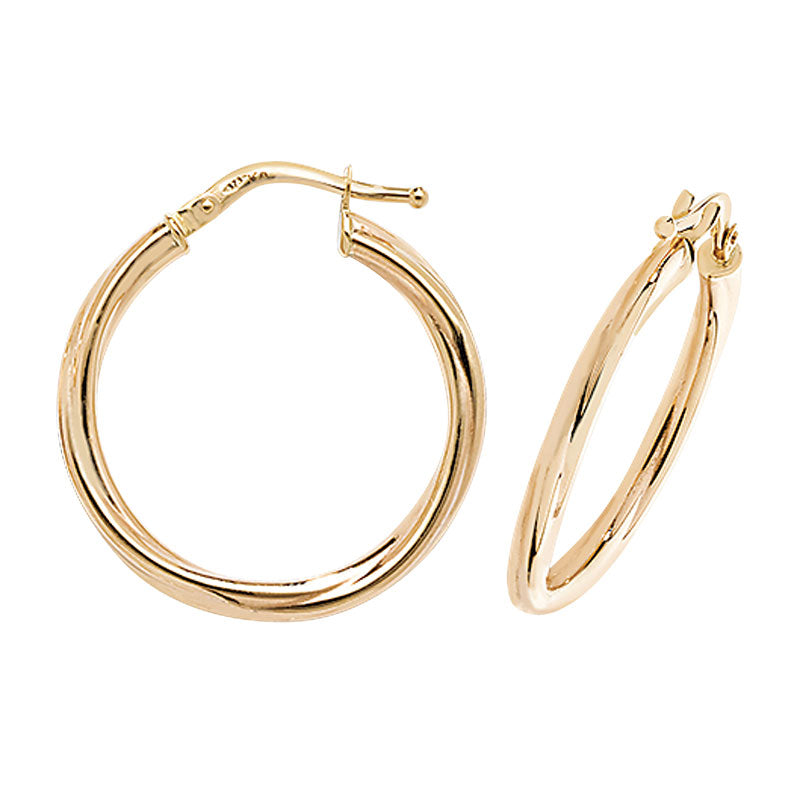 9ct Yellow Gold 24mm Twist Hoop Earrings