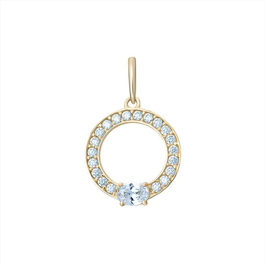 9CT P/DANT OPEN CIRCLE CZ/OVAL