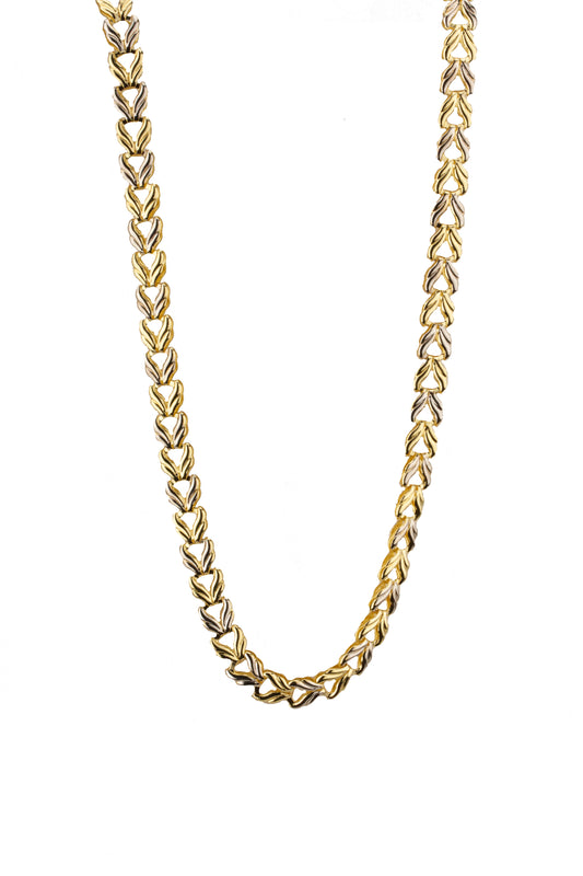 9ct Two Tone Gold Tulip Link Necklet
