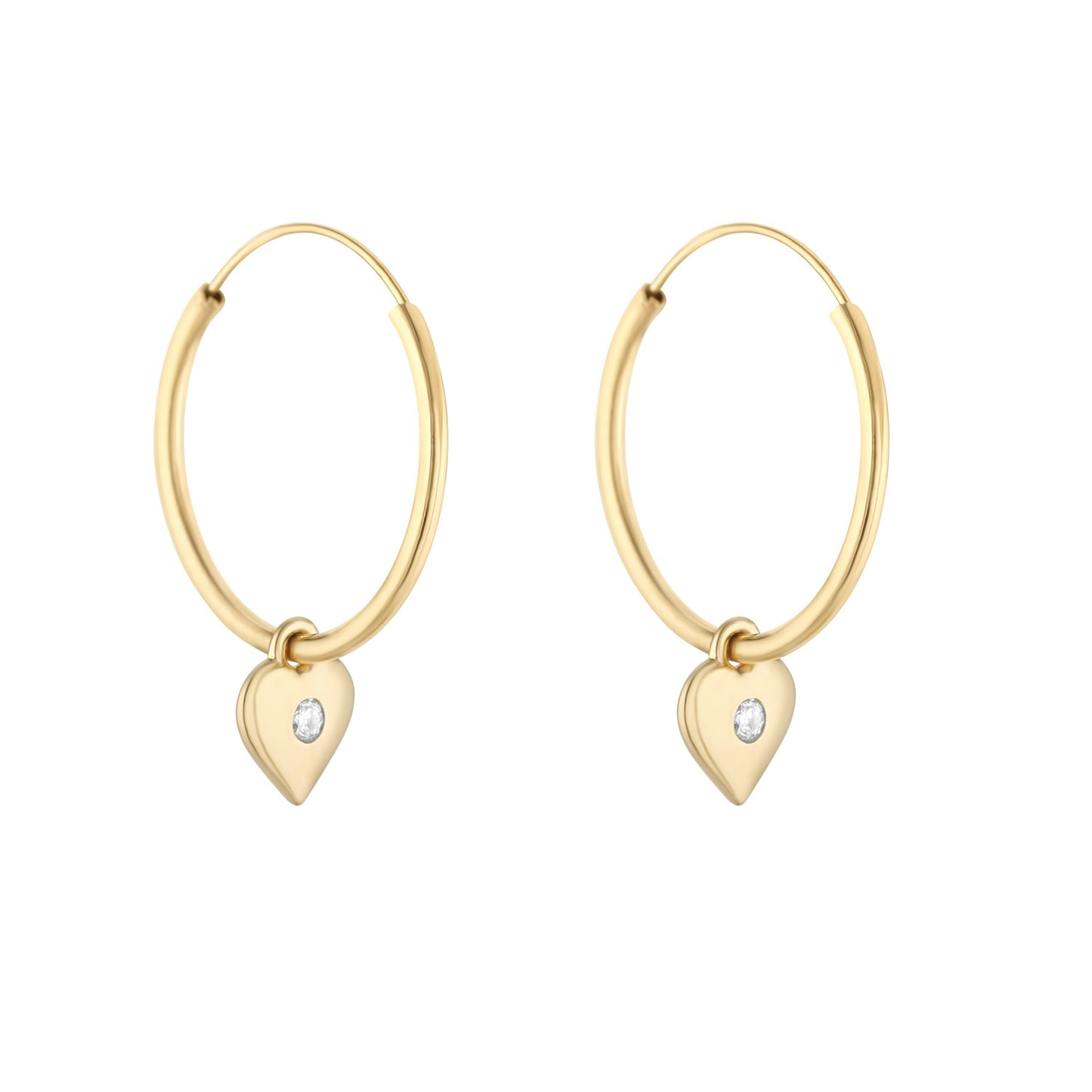9ct Yellow Gold Heart Drop Sleeper Earrings
