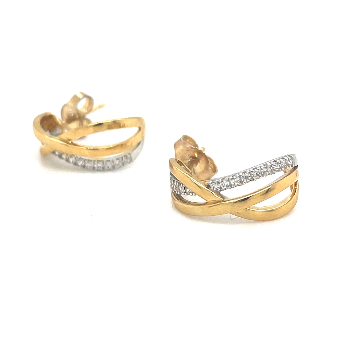 9CT E/RG 3 ROW CZ X/O 1/2 HUGGIE