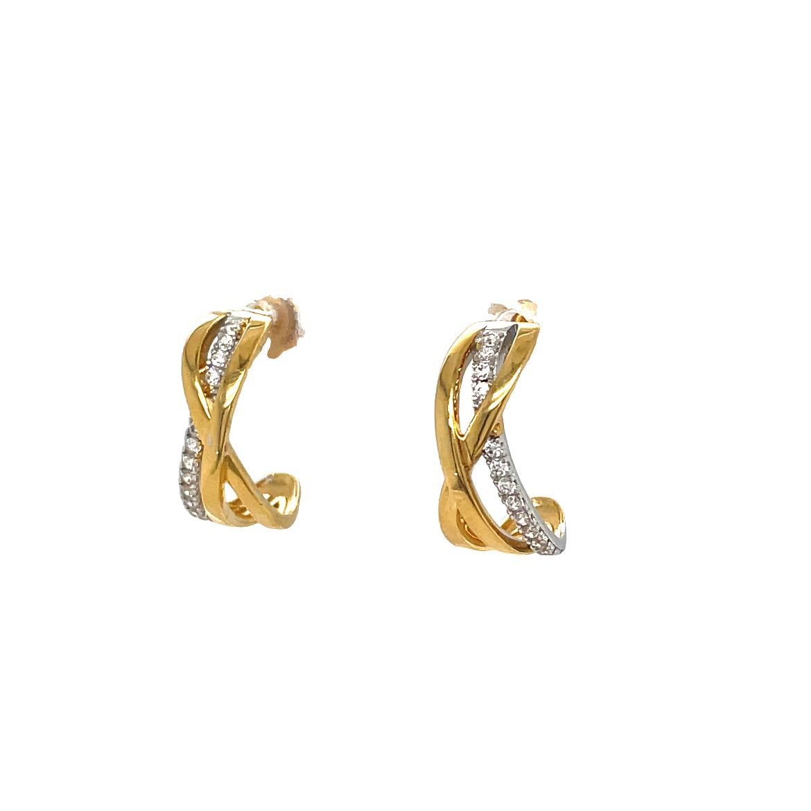 9CT E/RG 3 ROW CZ X/O 1/2 HUGGIE