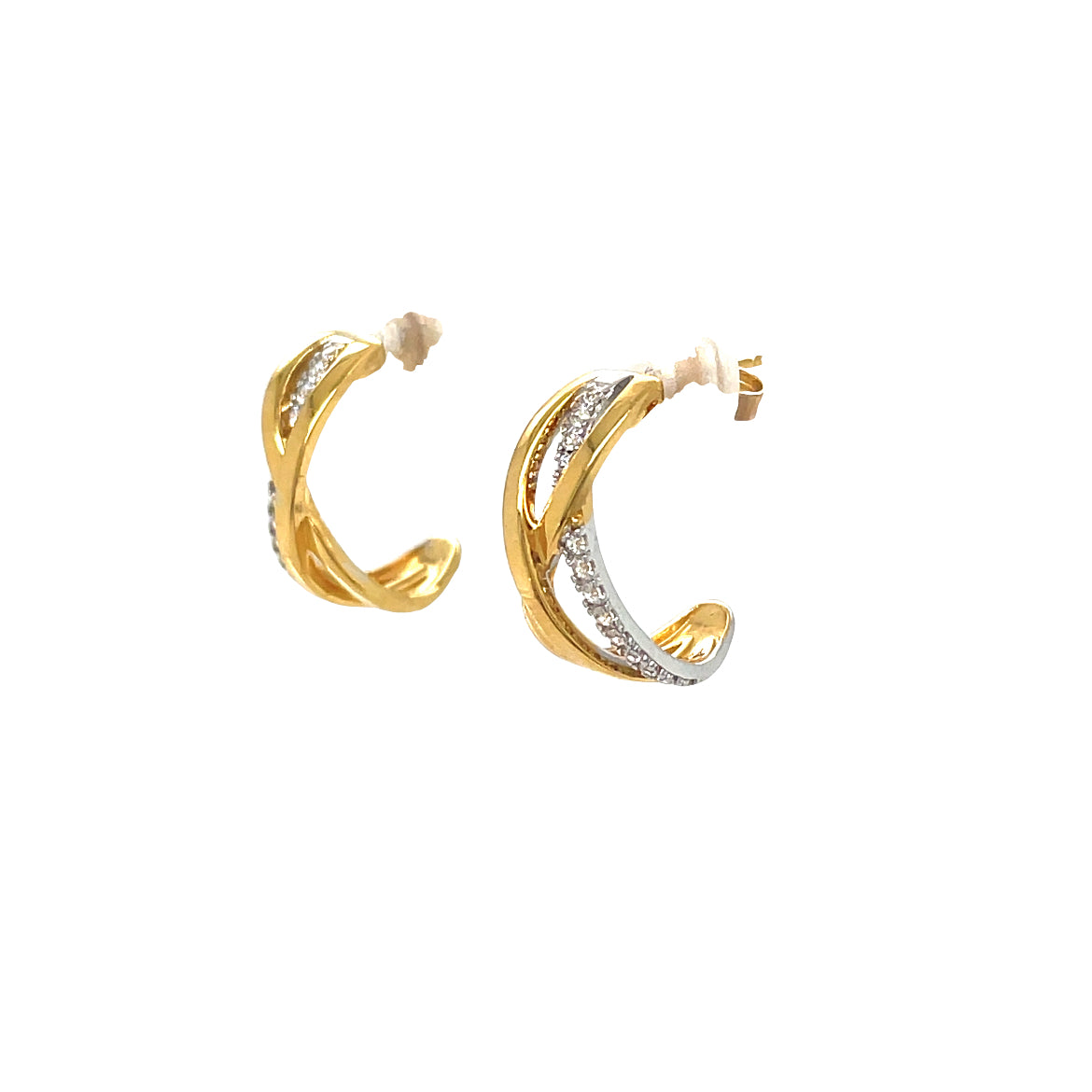 9CT E/RG 3 ROW CZ X/O 1/2 HUGGIE