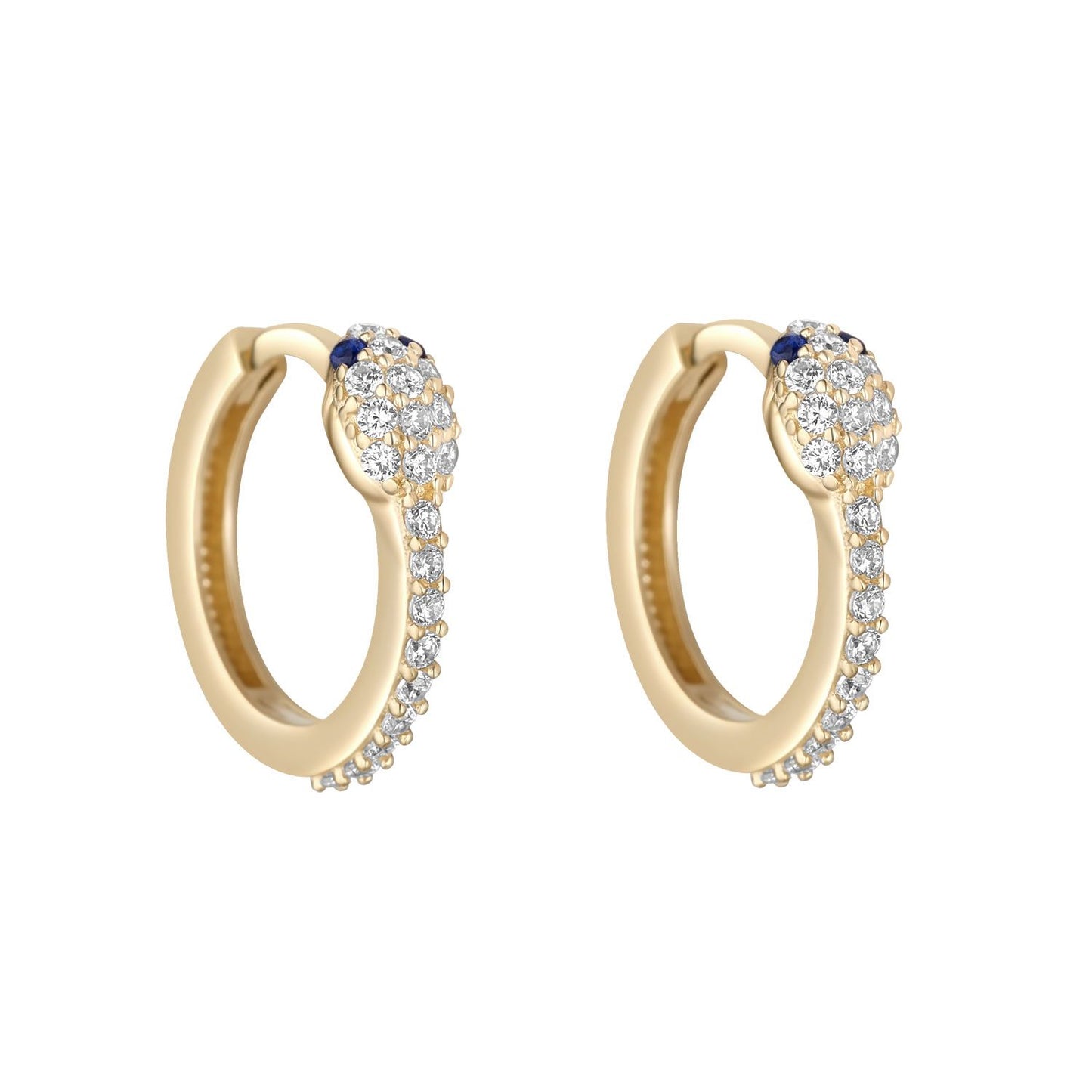 9CT E/RG CZ SNAKE HUGGIE BLUE EYES