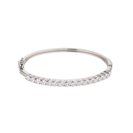 Sterling Silver Bangle Oval Cubic Zirconia Tennis