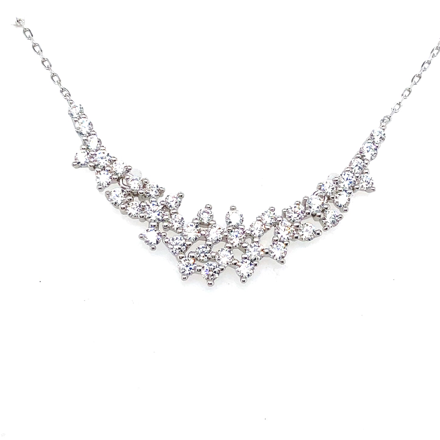 Sterling Silver CZ Hammock Cluster Necklet