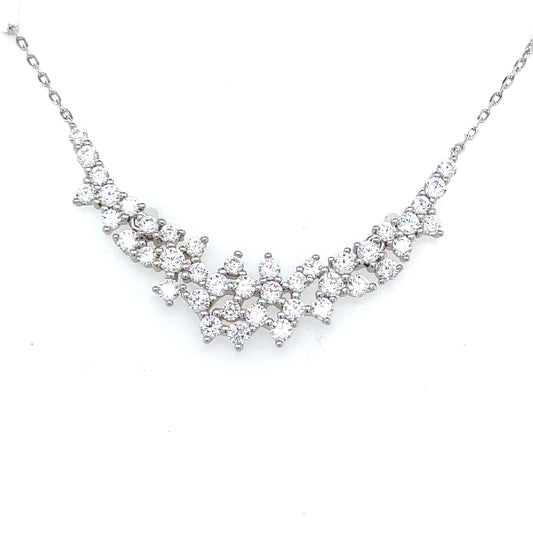 Sterling Silver CZ Hammock Cluster Necklet