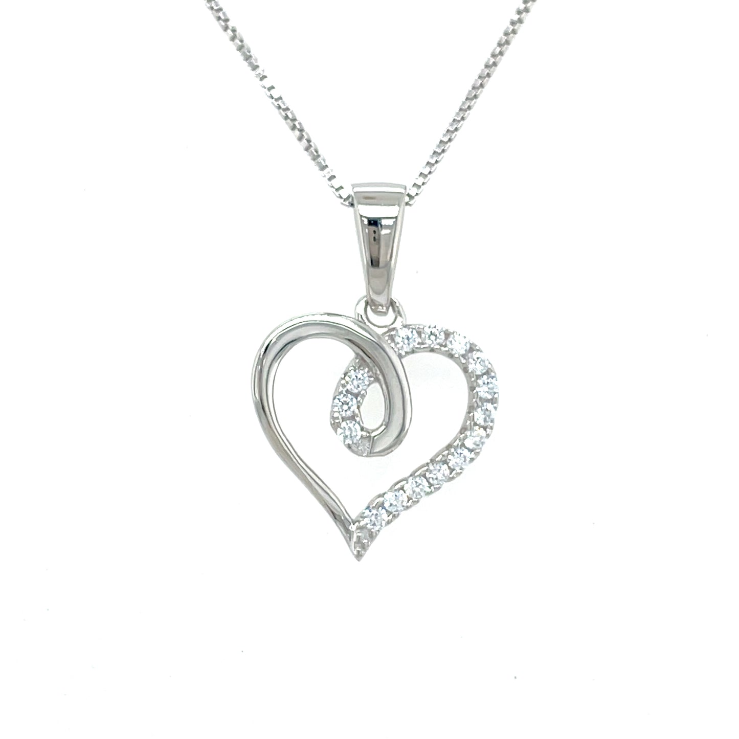 SIL P/DANT CZ OPEN HEART