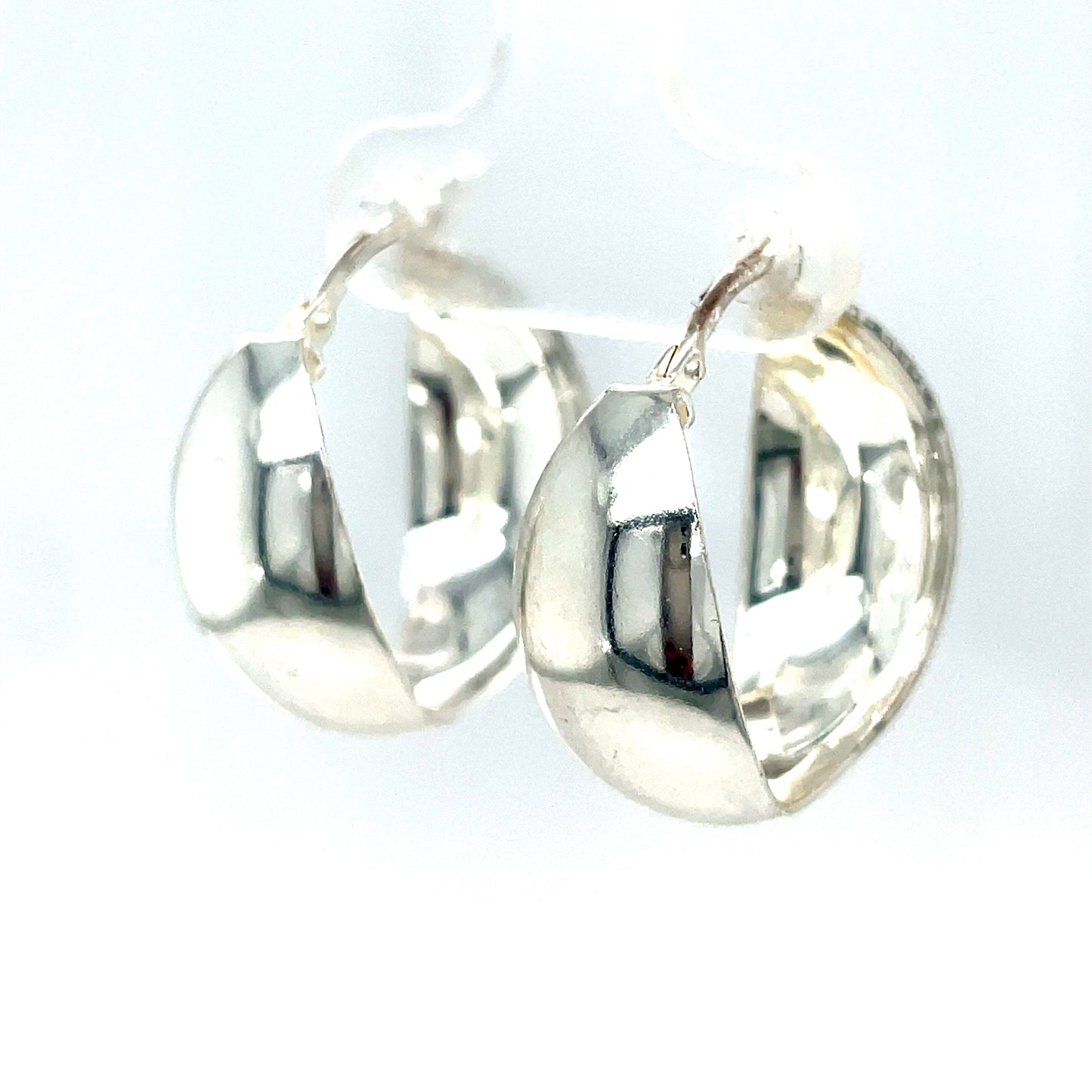 Sterling Silver Wide Plain Hoop Earrings