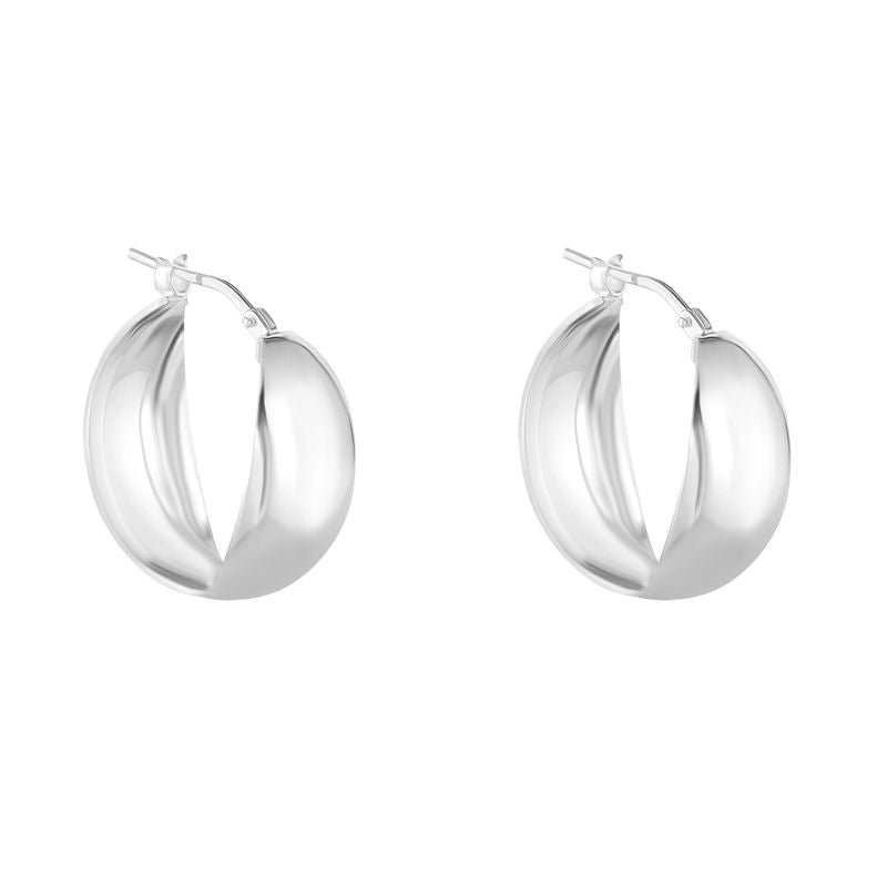 Sterling Silver Wide Plain Hoop Earrings