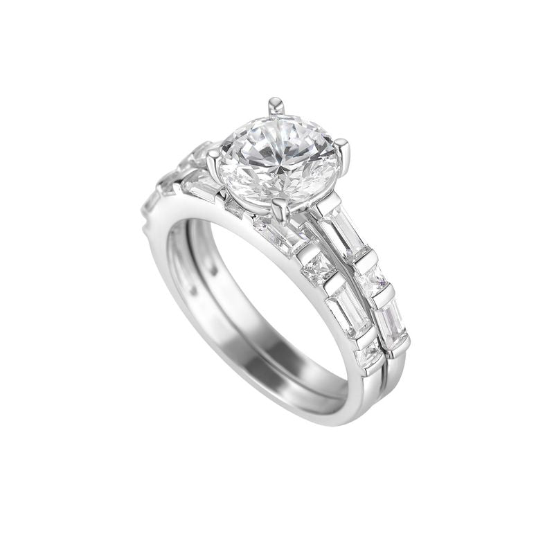 St Sil Ring Set CZ ED Sol ET  / Bag / Princess cut