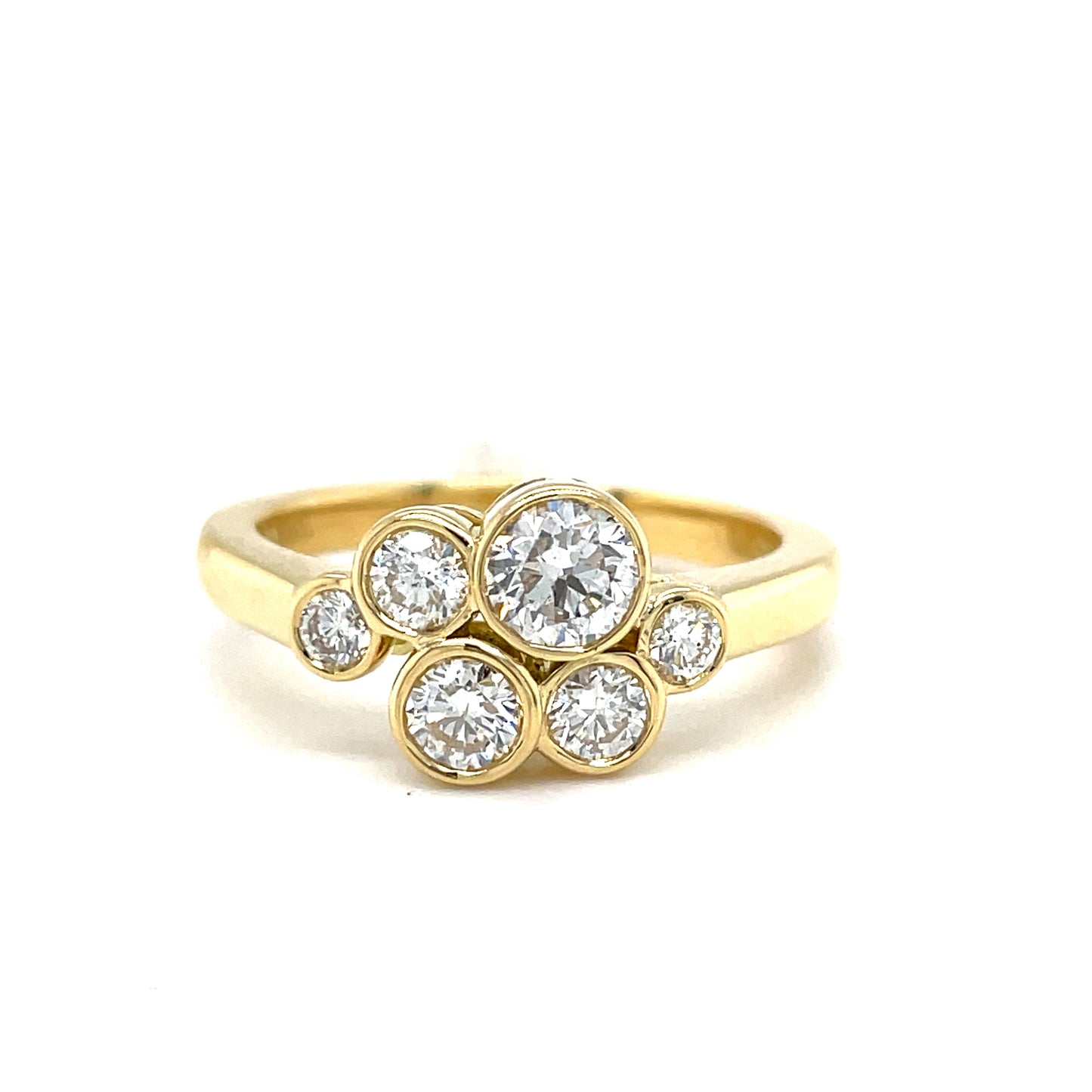 18CT RING MULTI STONE R/O DIA .88CT