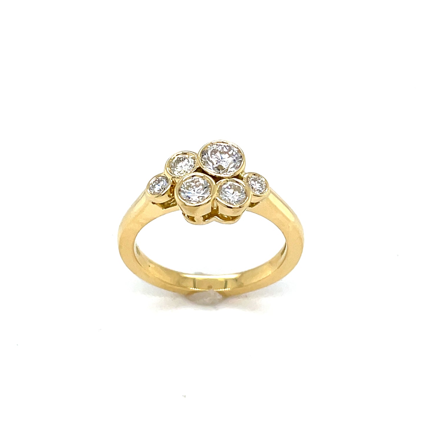 18CT RING MULTI STONE R/O DIA .88CT