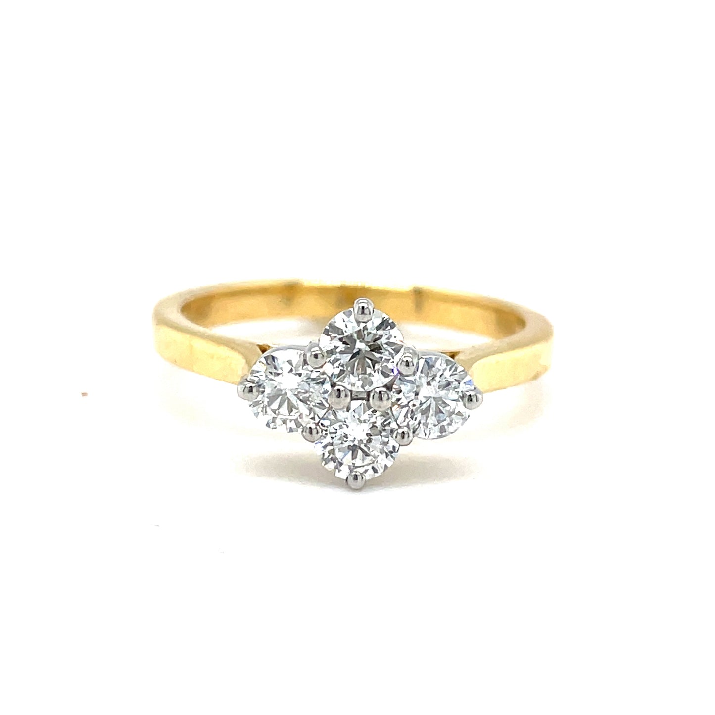 18CT RING 4 STN RD BRILL DIA .77CT
