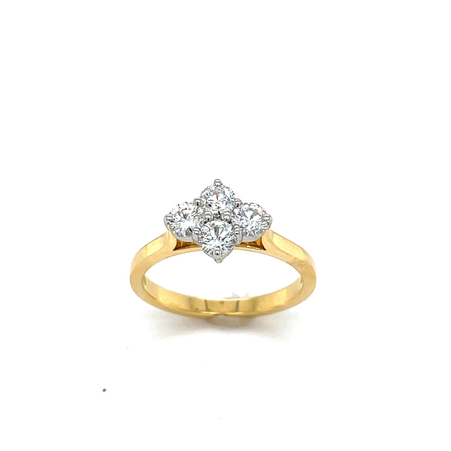 18CT RING 4 STN RD BRILL DIA .77CT