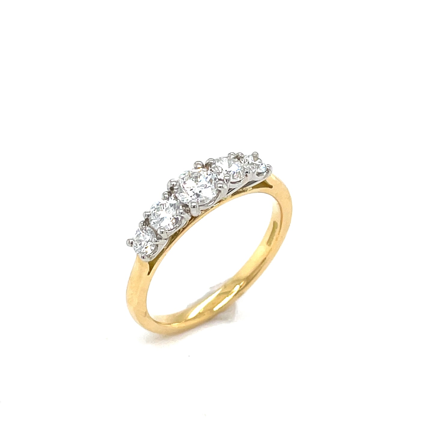18CT RING 5 STN RD BRILL GRADUATED DIA .76CT