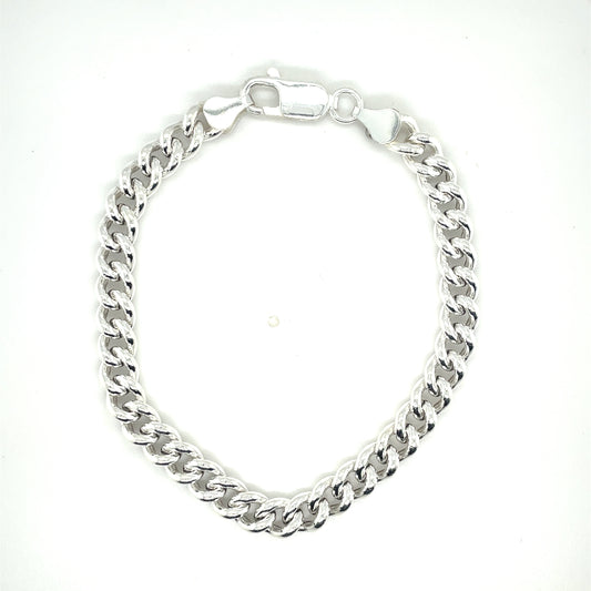 Sterling Silver Plain Curb Bracelet 7.5''