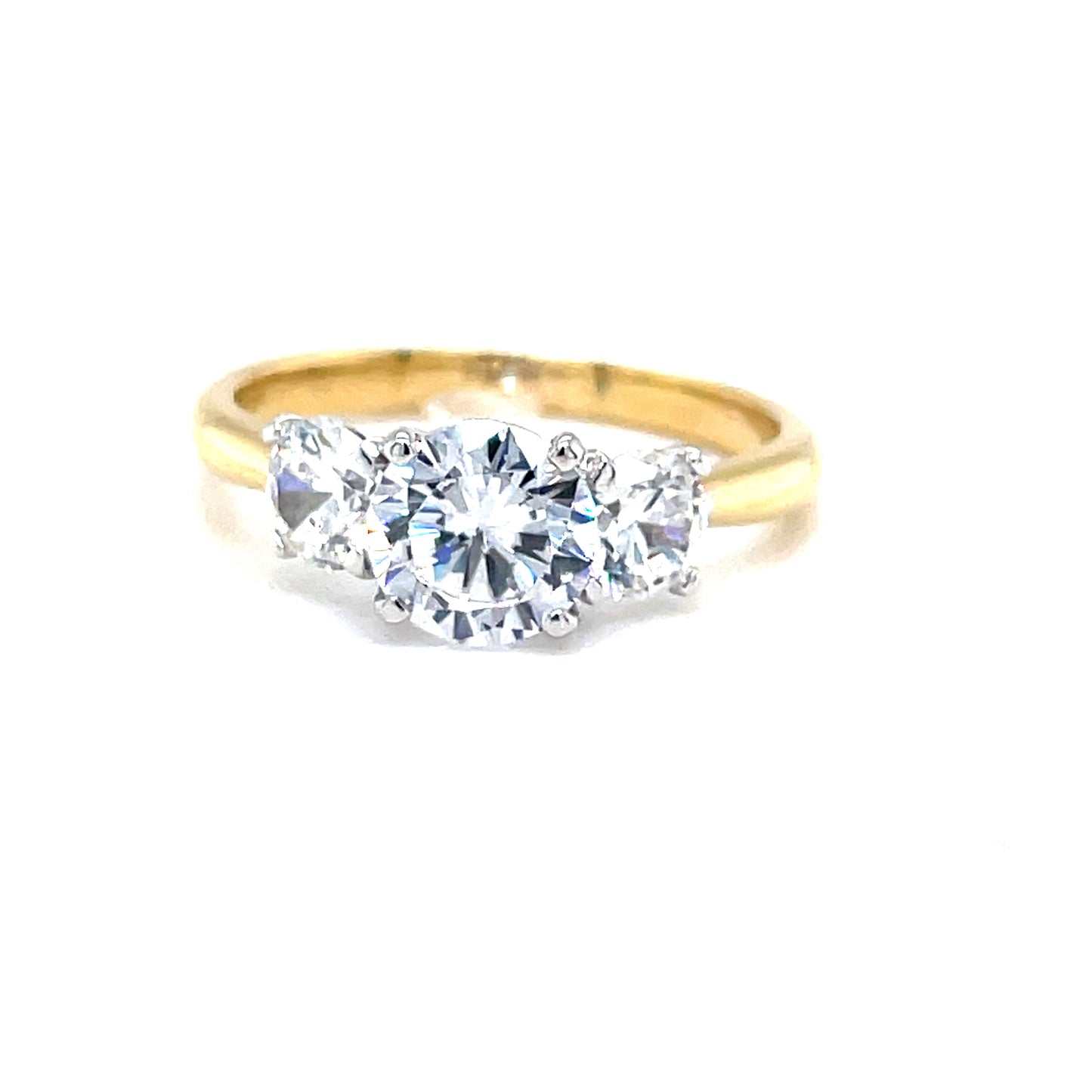 9CT Yellow Gold Round CZ Three Stone Ring