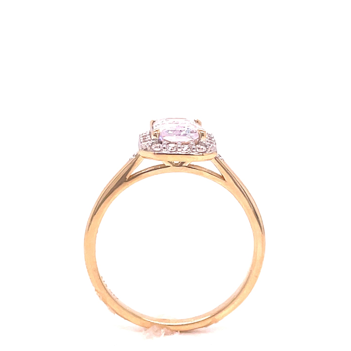 9CT CUBIC ZIRCONIA EMERALD CUT HALO DRESS RING