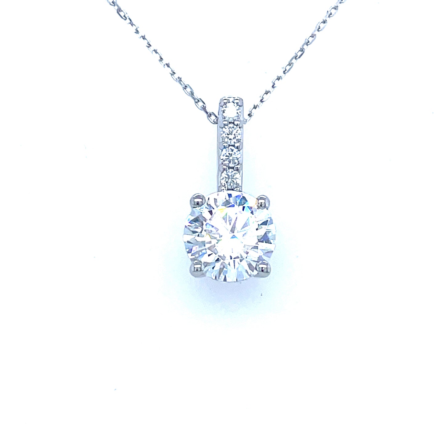 9CT WHITE GOLD CUBIC ZIRCONIA BAIL 8MM PENDANT