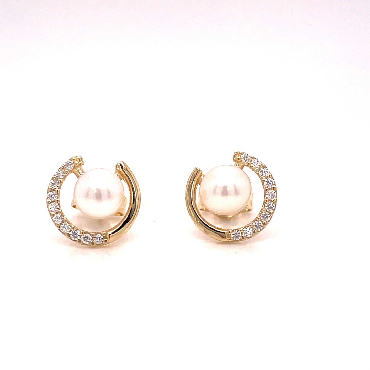9CT CUBIC ZIRCONIA OPEN CENTRE FRESHWATER PEARL STUD EARRING