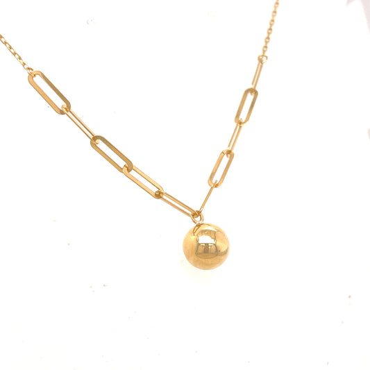 9CT PAPERLINK AND BALL NECKLET