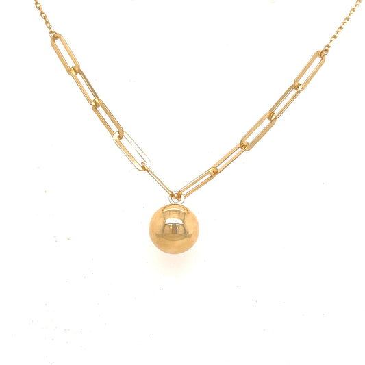 9CT PAPERLINK AND BALL NECKLET