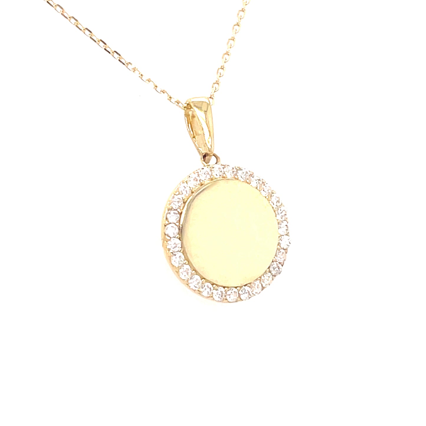 9CT ROUND CUBIC ZIRCONIA 12MM DISC PENDANT