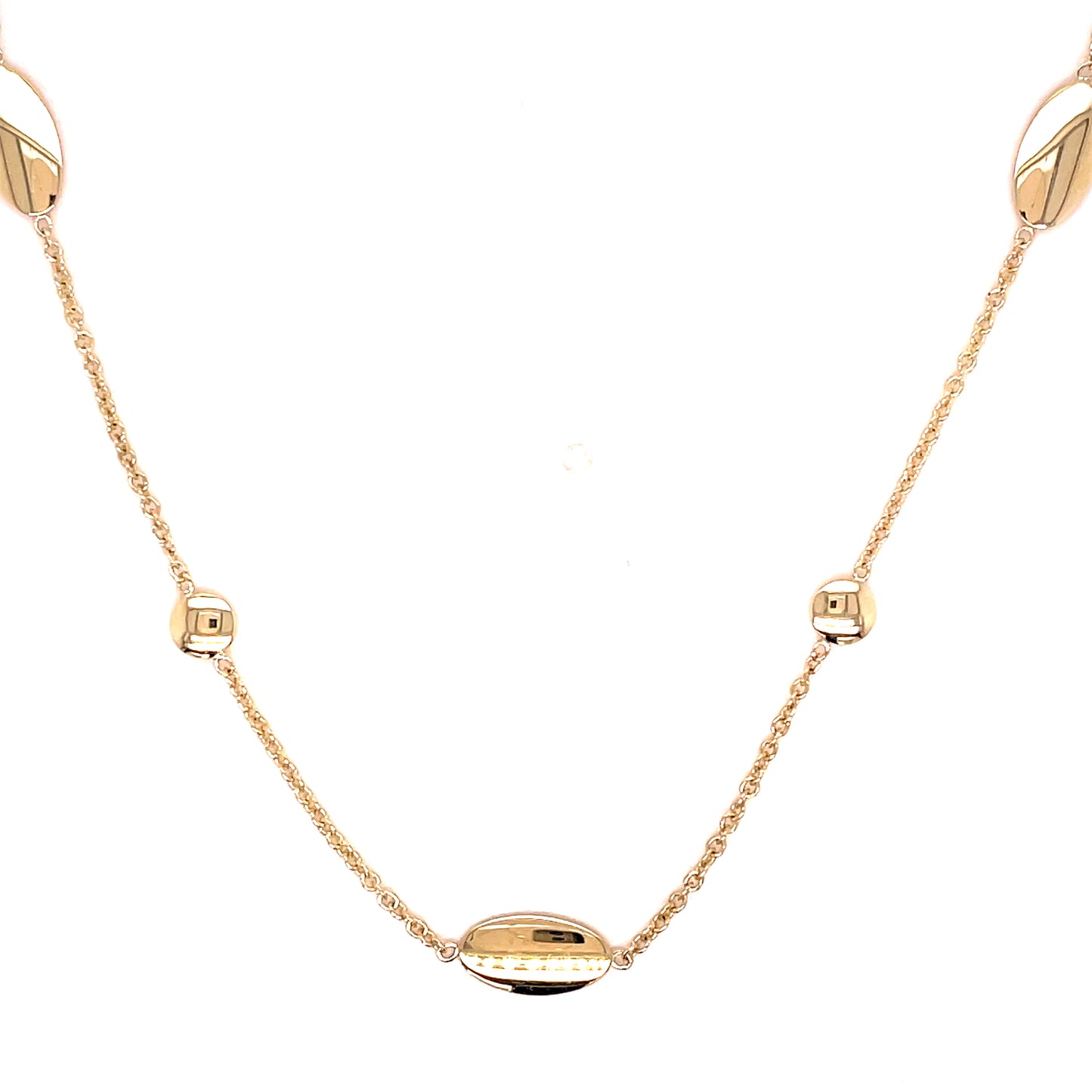9CT OVAL AND ROUND SCATTER DISC NECKLET