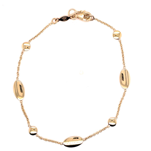 9CT OVAL AND ROUND DISC SCATTER BRACELET