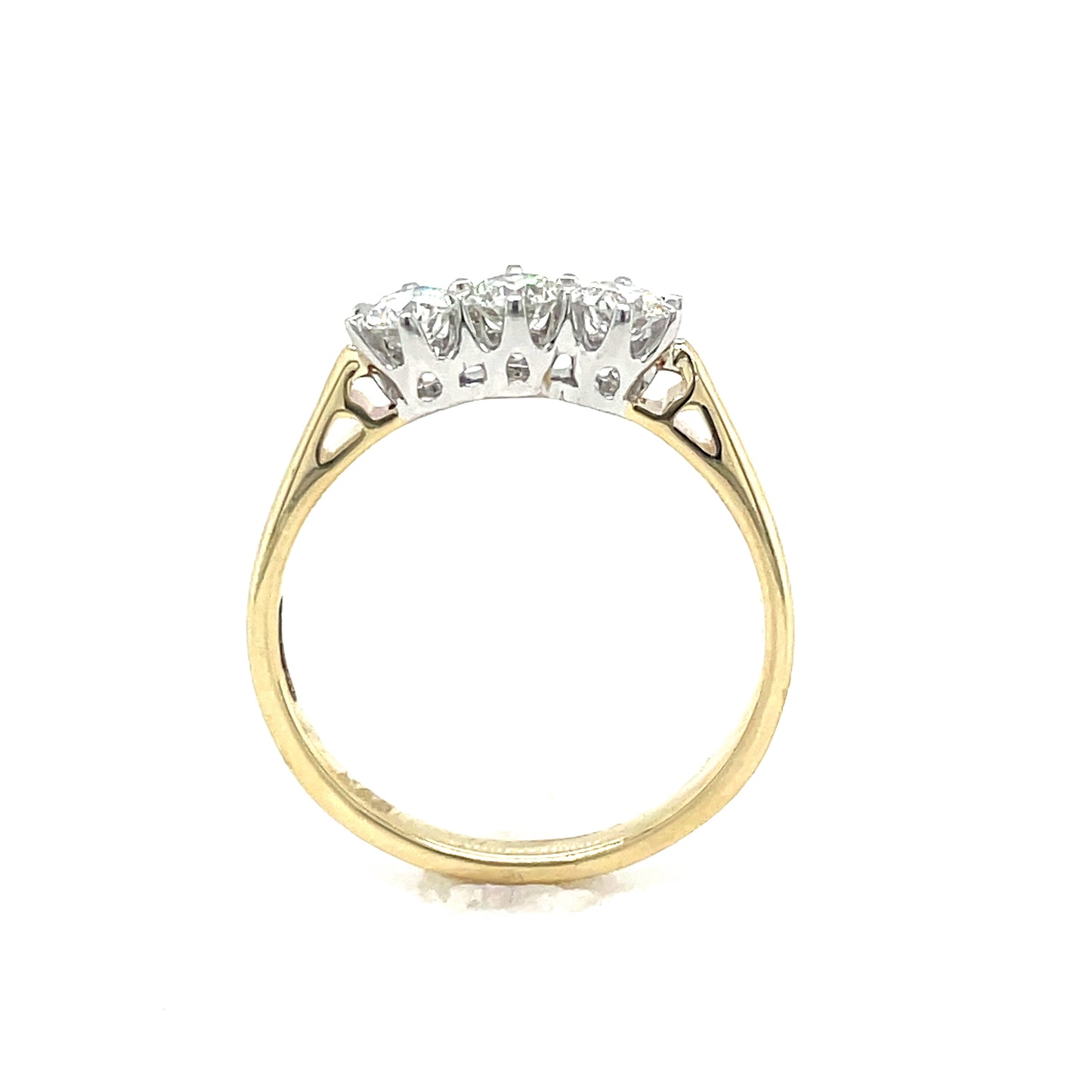 9ct Gold Three Stone Round Brilliant Diamond Ring .50ct