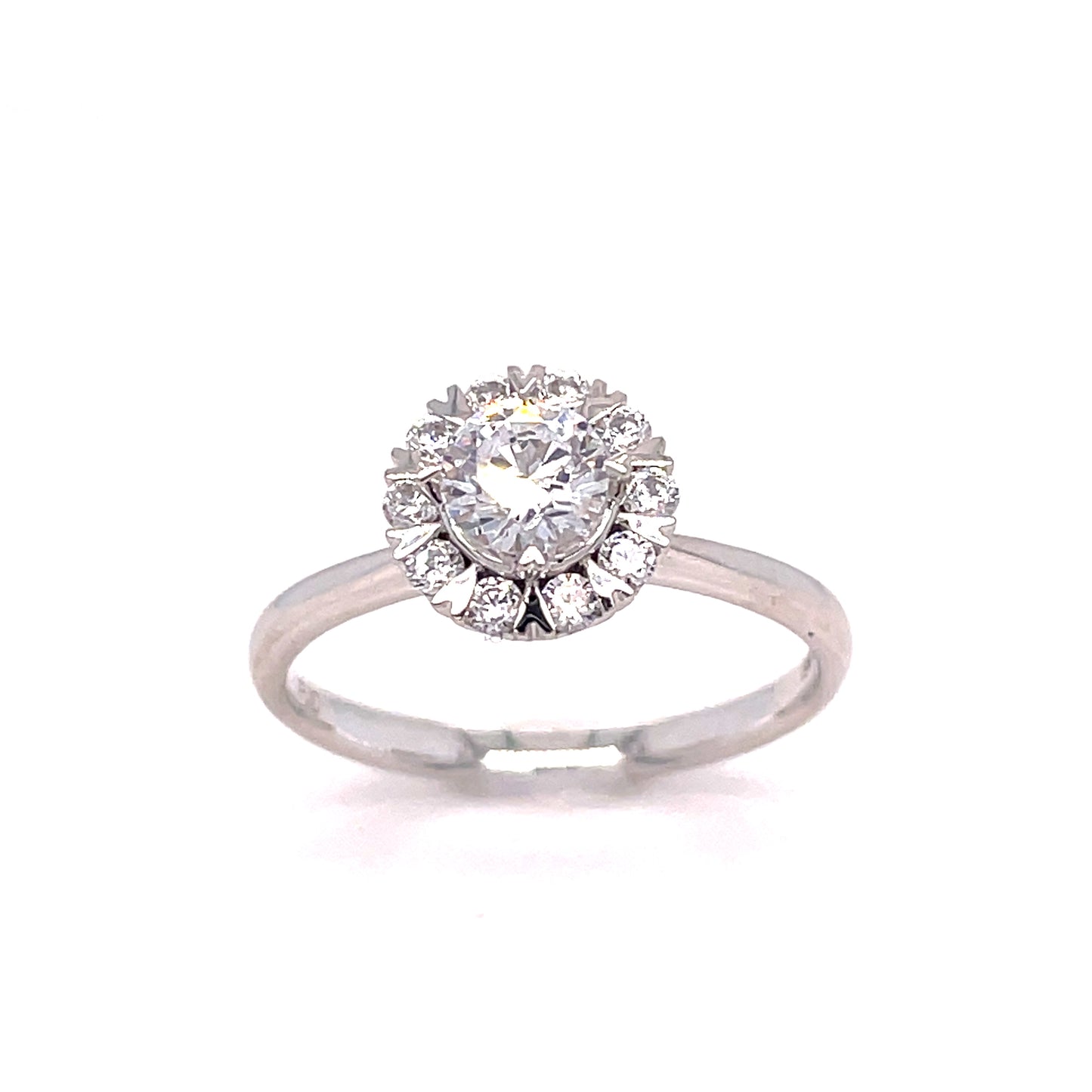 9ct White Gold Round CZ Halo Ring