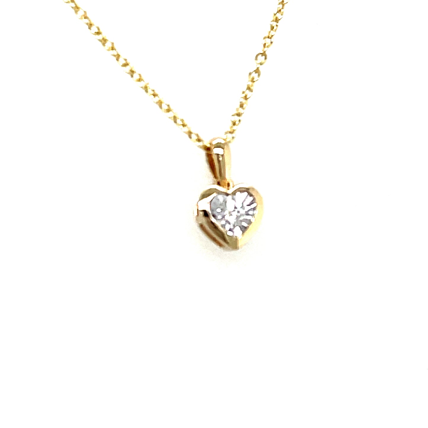 9ct Yellow Gold Illusion Set Heart Shaped Diamond Pendant .04ct