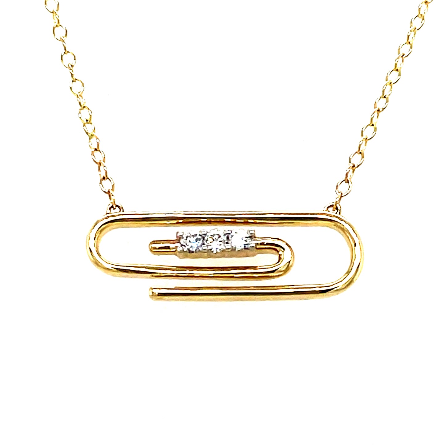 9CT OPEN PAPERCLIP DIAMOND NECKLET .04CT