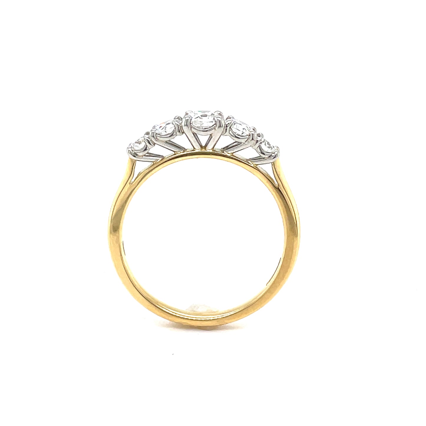 18CT RING 5 STN RD BRILL GRADUATED DIA .76CT