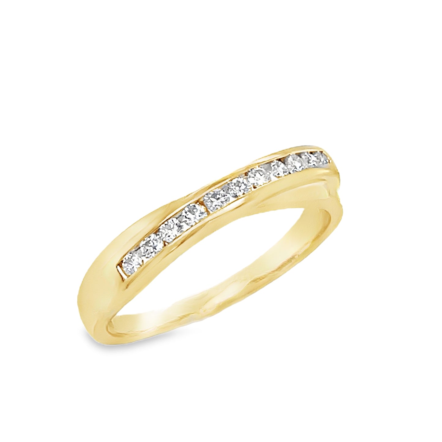 9CT SHAPED CHANNEL SET ROUND BRILLIANT ETERNITY DIAMOND RING .15CT