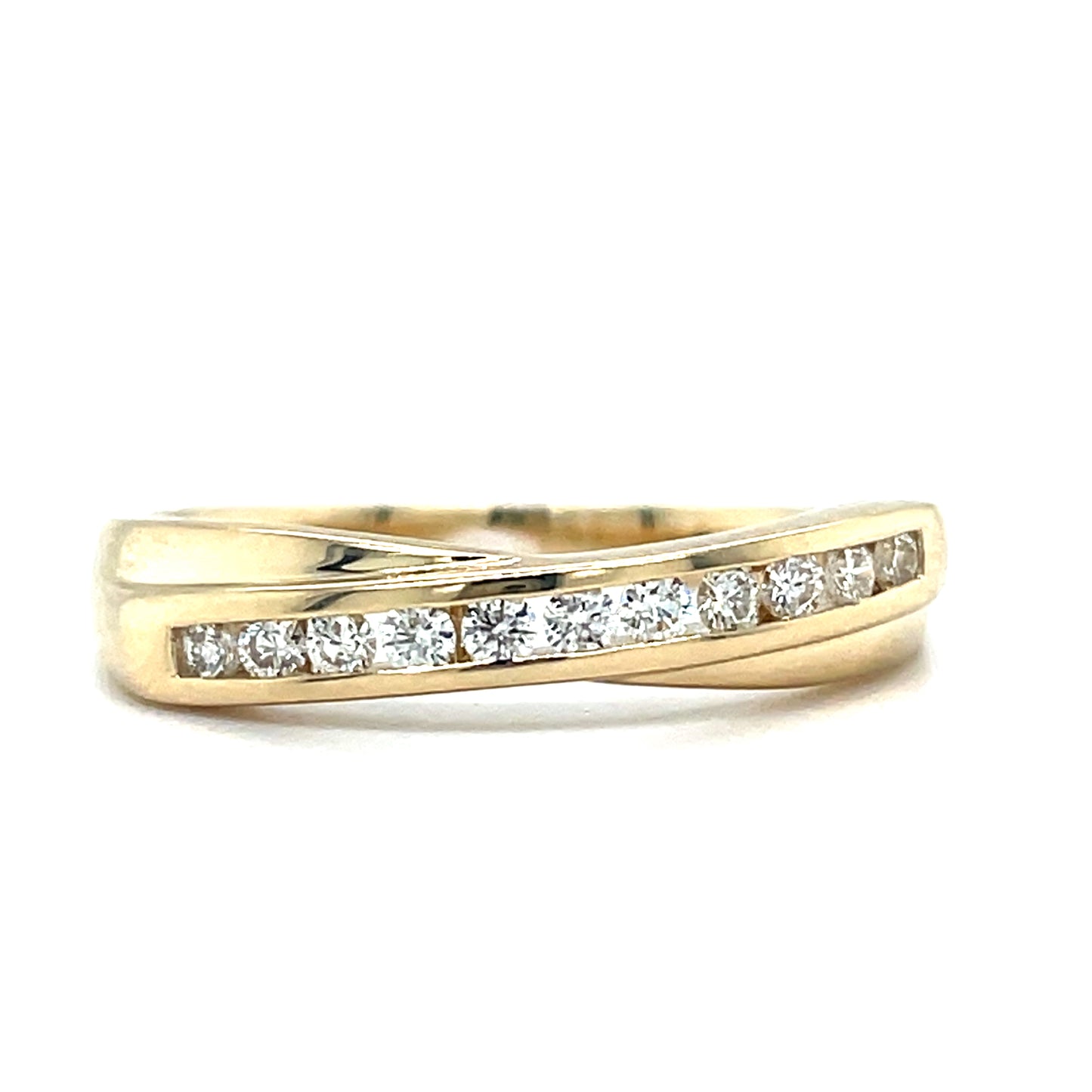 9CT SHAPED CHANNEL SET ROUND BRILLIANT ETERNITY DIAMOND RING .15CT