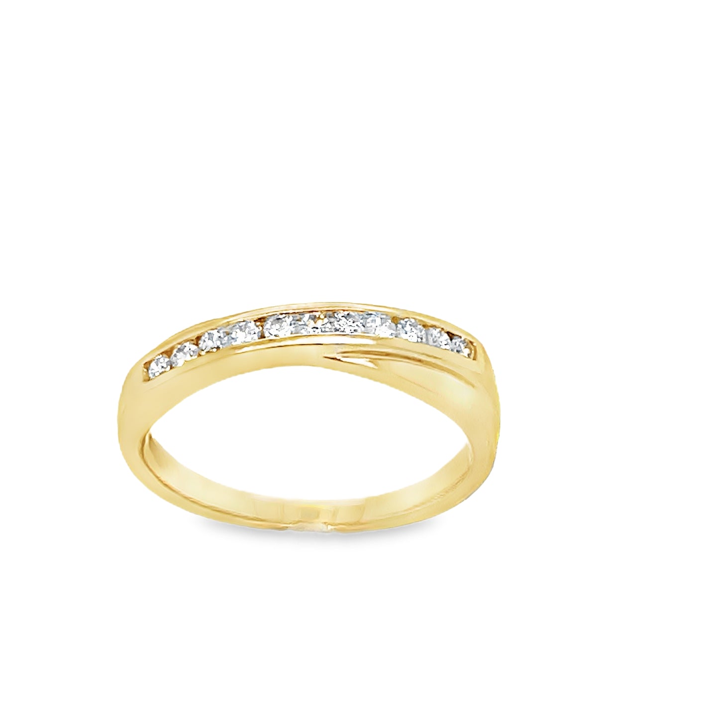 9CT SHAPED CHANNEL SET ROUND BRILLIANT ETERNITY DIAMOND RING .15CT