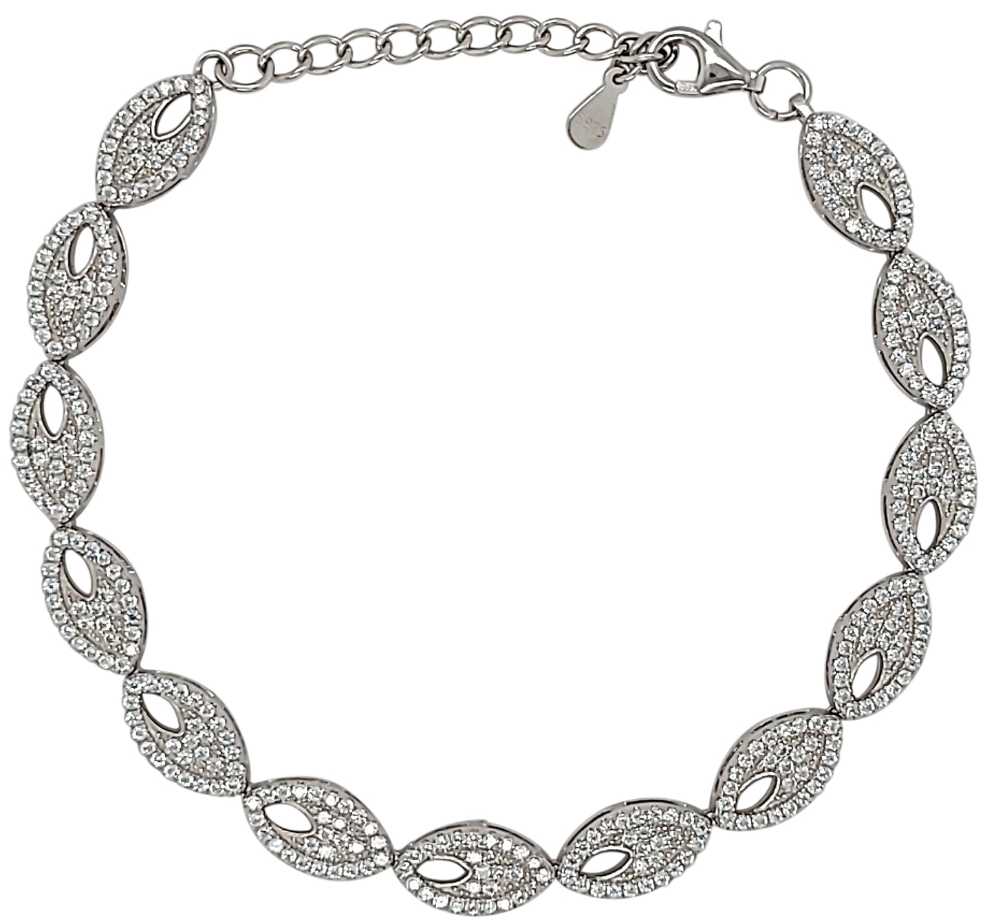 Sterling SilverOval Link Cz Bracelet