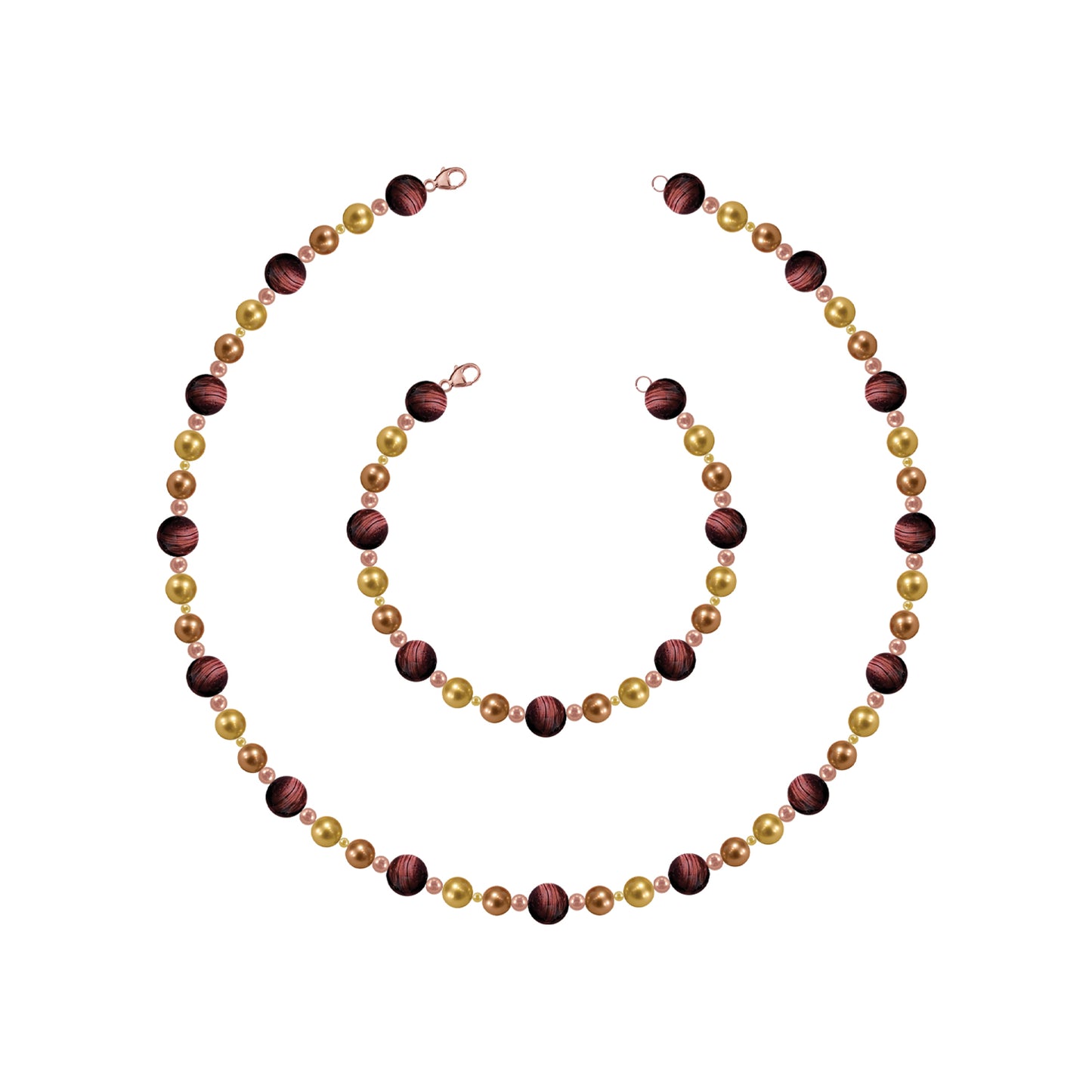 Rose and Brown Tigers Eye Necklet 17'