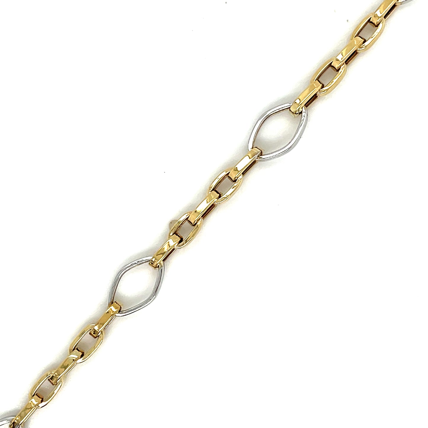 9CT TWO TONE OPEN FANCY OVAL LINK BRACELET