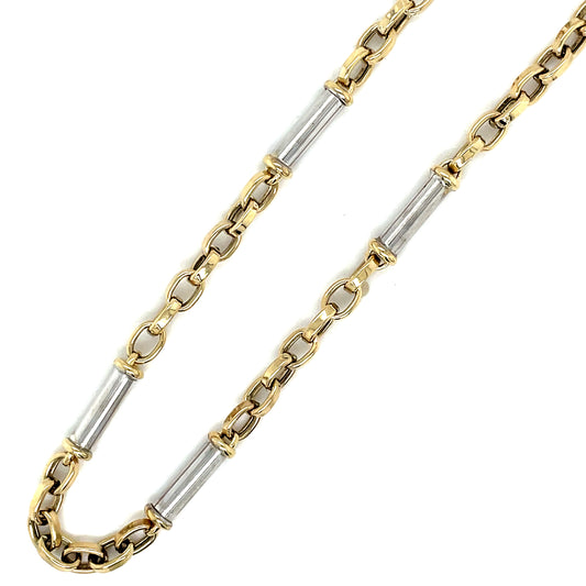 9CT TWO TONE OVAL AND TUBE LINK NECKLET 18"